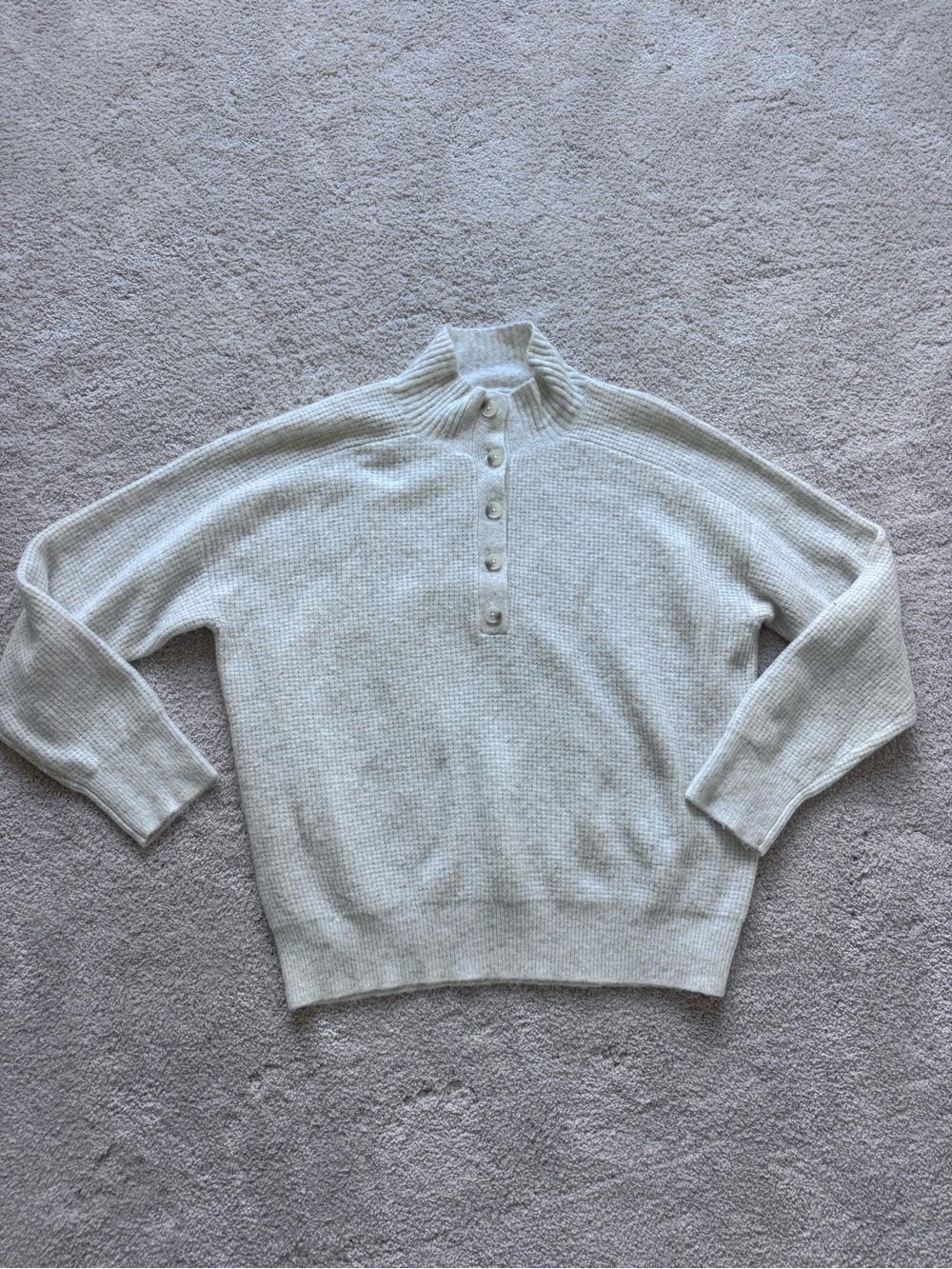 Lou & Grey Women's Cream Waffle Knit Henley Sweater